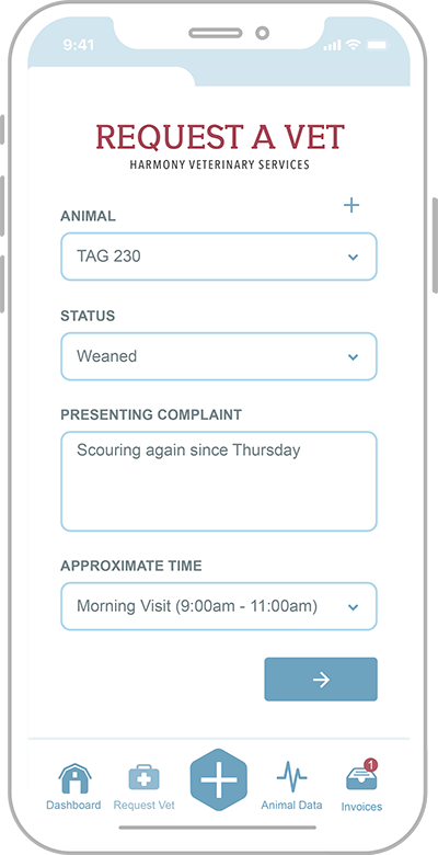 MVR App Request Vet Visit